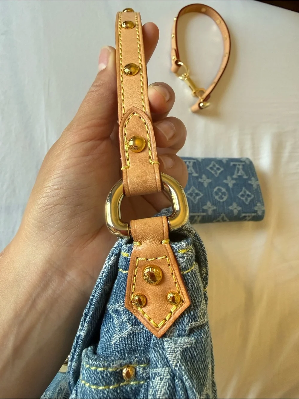 Bundle Blue Denim hobo bag Pochette Shoulder Bag with wallet